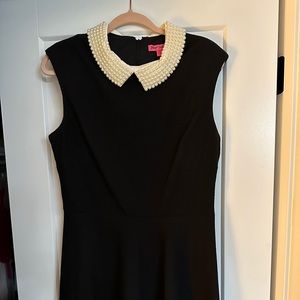 Betsey Johnson Pearl Collar Black Sleeveless Dress